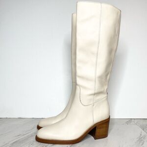 Sam Edelman Shale Ivory Leather Tall Boot 9 1/2 M